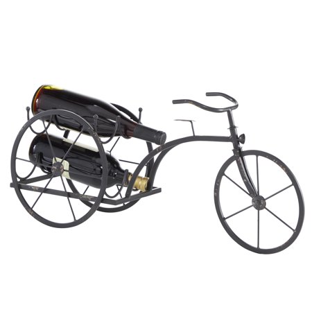 DecMode Tabletop Metal Wine Holder For 2 Bottles  Bike Design  22 X 11   Black