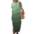 thumbnail image 1 of SMihono Robe Maxi Boho d'Été pour Femmes Grande Taille Robe Maxi pour Femmes Vacances à la Plage Décontractée Robe Longue Ample Manches Courtes Robes d'Été avec Fente Robe de Plage, 1 of 5