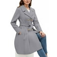 thumbnail image 4 of Heisall Womens Winter Coats Notched Collar Double Breasted Button A-line Gathered Wool Blend Outerwear Casual Style, 4 of 5