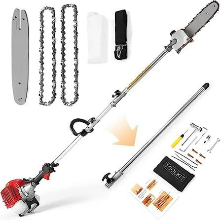Gas Powered Pole Saws - 58CC 2-Cycle Pole Saws for  Trimming with 16-Foot Extendable Reach - Design for  Trimming and Branch Cutting