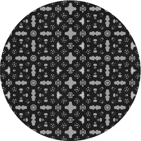 Ahgly Company Machine Washable Indoor Round Transitional Night Black Area Rugs, 6' Round