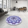 thumbnail image 4 of Ahgly Company Machine Washable Indoor Square Transitional Slate Blue Area Rugs, 3' Square, 4 of 7