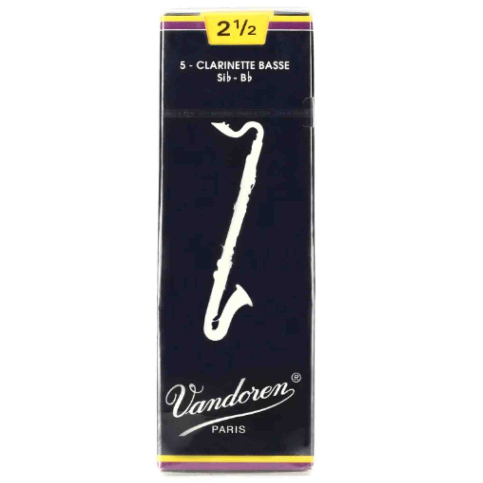 Vandoren Bass Clarinet Traditional Reeds Strength #2.5; Box of 5
