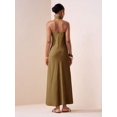 thumbnail image 3 of Womens Elegant Coffee Brown Halter Neck Maxi Dress With Twist Detail, 3 of 7
