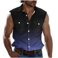 thumbnail image 2 of Agkizg Men's Casual Vests Hawaiian Print Turn Down Collar Pocket Button Front Shirt Top, 2 of 5