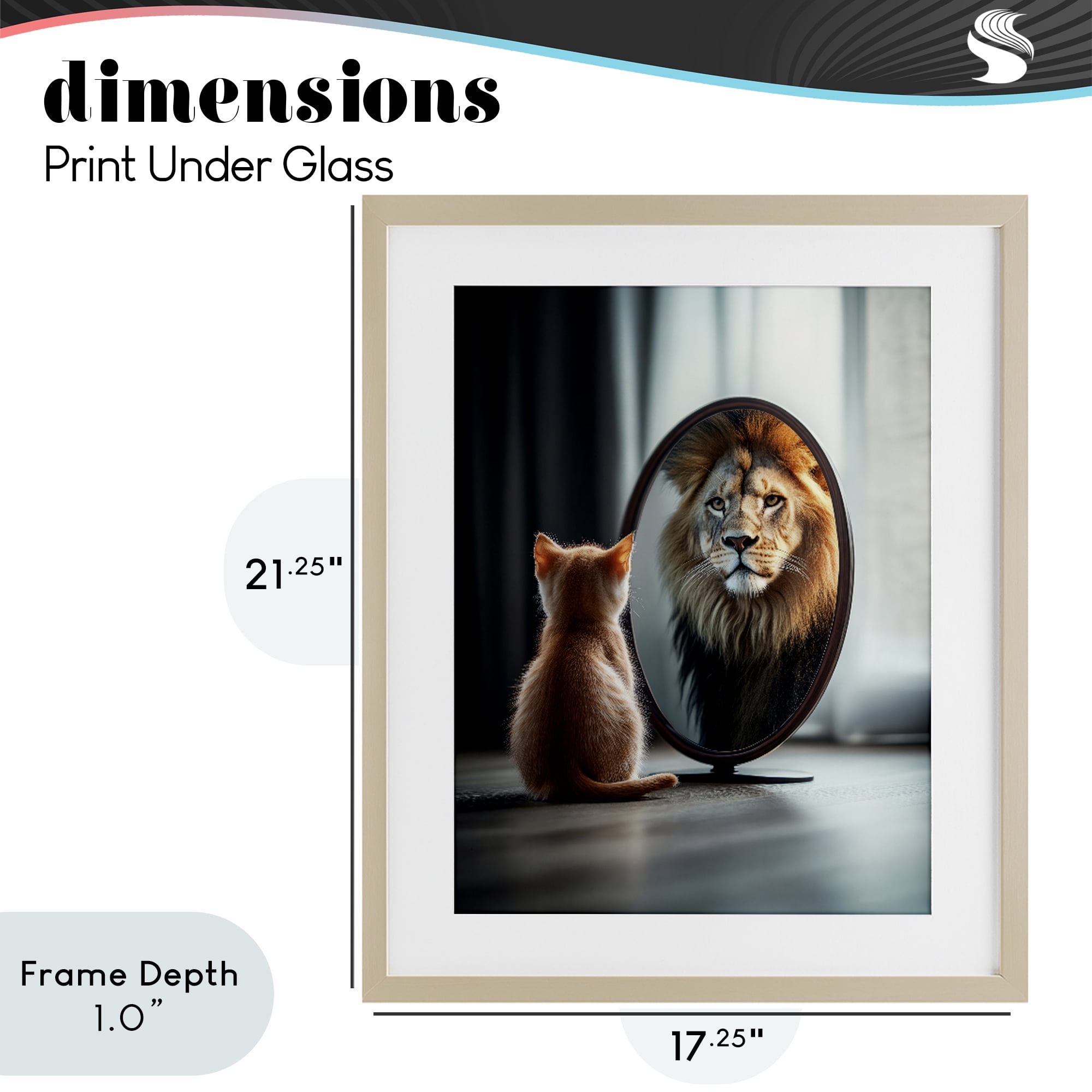 Stupell Industries Kitten Becomes Lion Illusion Birch Framed Print Under Glass, design by Scott Stulberg