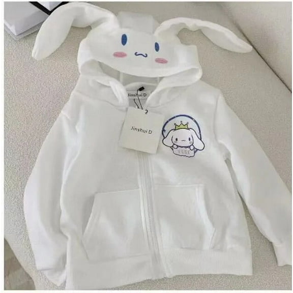 Sanrio Children Hooded Sweatshirt My Melody Kuromi Cinnamoroll Purin Plush Girls Sweater Kawaii Zipper Long Sleeve Warm Coat