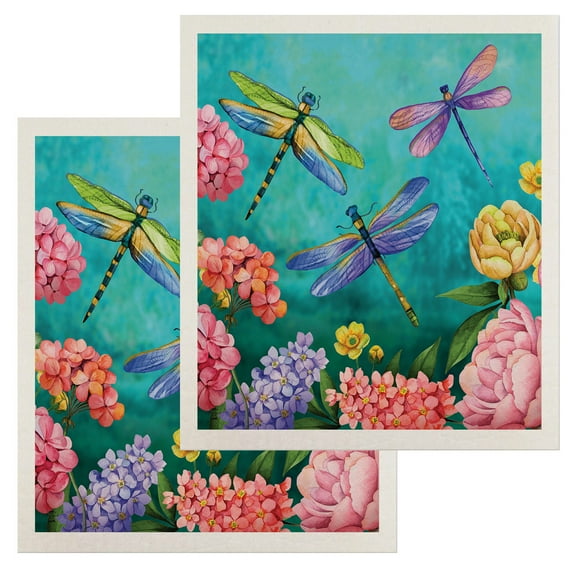 Briarwood Lane Dragonfly Garden Swedish Dishcloth (2-pack)
