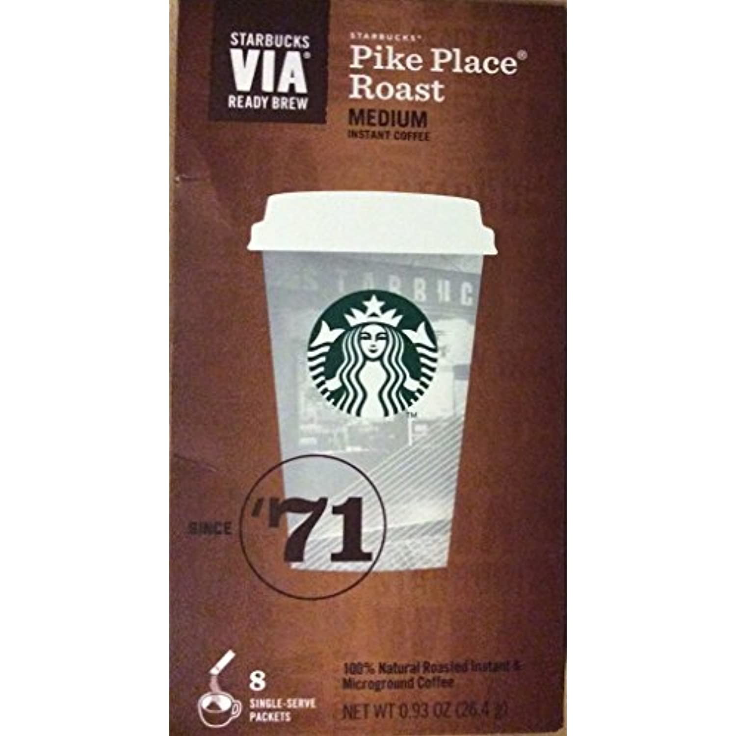 Starbucks Via Instant Coffee, Pike Place Blend, 8 Ct
