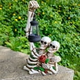 thumbnail image 4 of Solar-Powered Skeleton Couple, Outdoor Halloween Statue, Resin Weatherproof Solar Lantern Decor, Whimsical Day of the Dead Yard Ornament, Versatile Indoor Outdoor Spooky Decoration, 4 of 9
