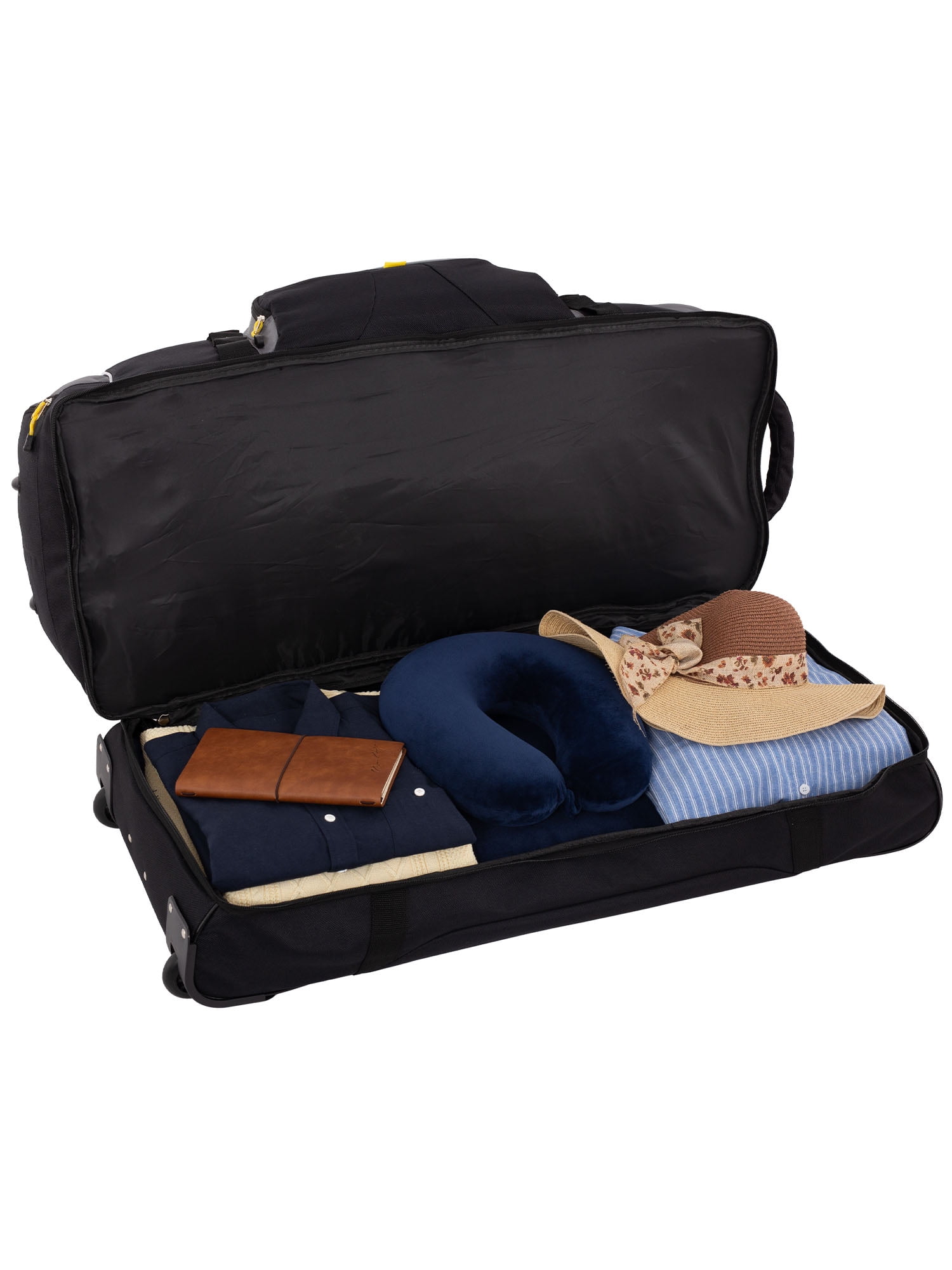 Travelers Club Adventurer 30" 2-Section Drop-Bottom Rolling Duffel Travel Luggage - Black