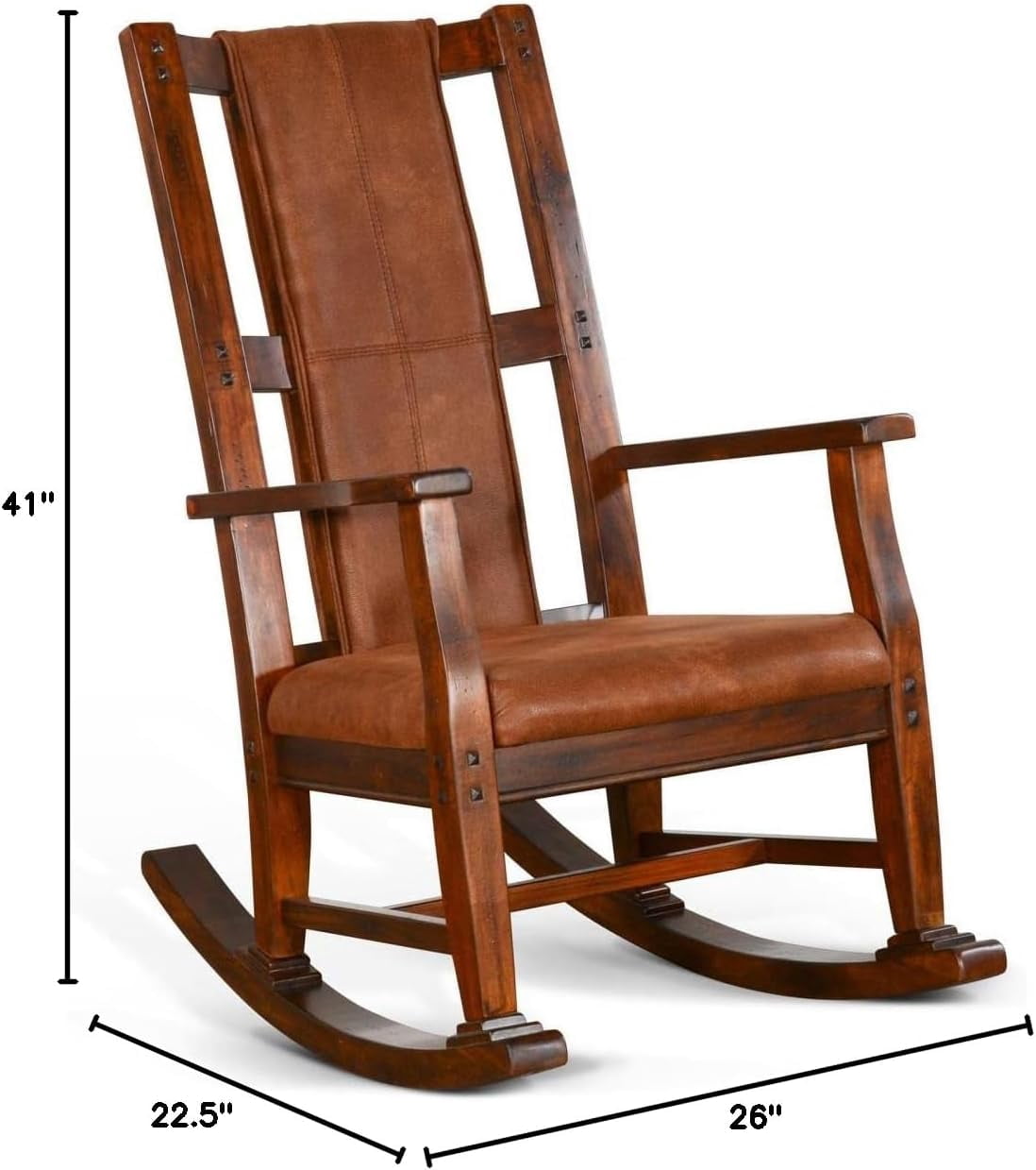 Pemberly Row Wood Indoor Rocking Chair - Chocolate with Cushion Seat & High Back