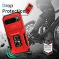 thumbnail image 4 of Dteck Shockproof Case for Google Pixel 9 Pro XL, with Slide Lens Cover Military Grade Ring Stand Protection Anti-Slip Phone Case, Red, 4 of 8