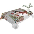 thumbnail image 2 of Grey Christmas Table Cloth Waterproof Tablecloths, Snowman Xmas Tree Ball Snowflake Winter Wooden Tablecloth Dining Table Cover for Kitchen Party Tabletop Outdoor, Rectangle Tablecloth 60x102 Inch, 2 of 9