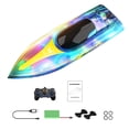 thumbnail image 1 of 2.4GHz Remote Control Boat with Electric Racing Boat Pools Lakes Boat with Night Sensor Switch Low-Battery Reminder for Child Adults Gifts, 1 of 6