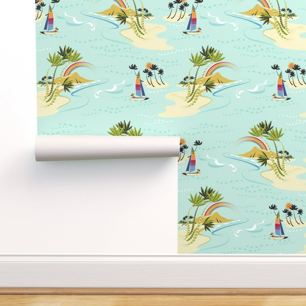 Peel-and-Stick Removable Wallpaper Hawaii Tropical Paradise Beach Blue