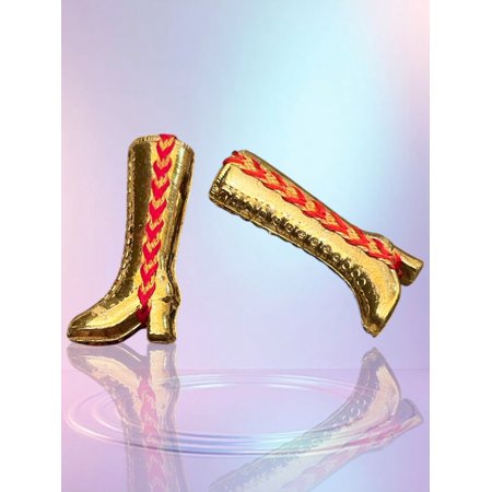 Lol Surprise doll OMG Bartz Boots Mod Style Metallic Gold w/ Braided Red & Gold