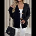 thumbnail image 4 of Suéteres Tipo Cárdigan para Mujer, de Moda, de Otoño, de Larga, Cuello en V, Abotonados, de Gran Tamaño, de Punto Grueso, Prendas de Abrigo. Negro M, 4 of 10