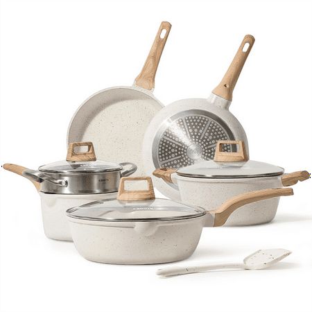 Carote Nonstick Pots and Pans Set,10 Pcs Induction Kitchen Cookware Sets (White...