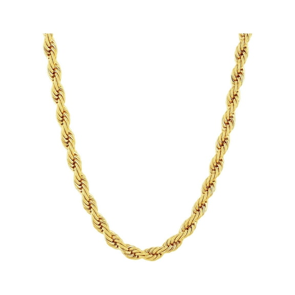 Men's Gold-Tone Stainless Steel Rope Link Chain Necklace - Brilliance Fine Jewelry