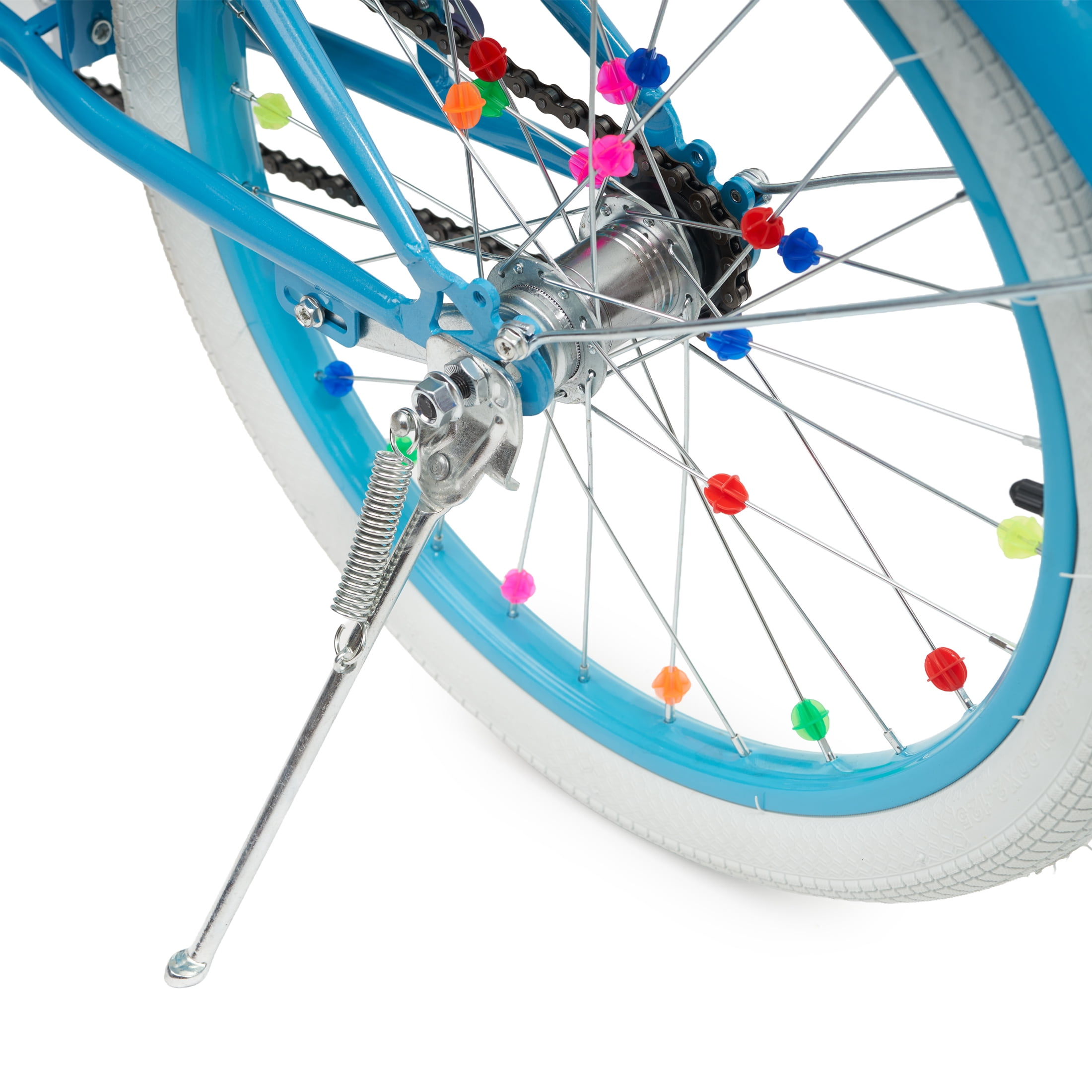 Justice Coastline Classics 20” Blue Glitter Cruiser Kids’ Bike with Spoke Charms & Bike Pouch