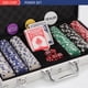 thumbnail image 2 of Luobao Juego De Fichas De Póquer De 300 Piezas Para Torneos De Blackjack Texas Holdem Con Estuche De Aluminio, 2 Barajas De Cartas, Botones De Ciega Grande Y Ciega Pequeña Para Distribuidor Y 5 Dados, 2 of 5