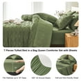thumbnail image 4 of Davulos Dark Green Tufted Comforter Set Queen Size 7 Piece Bed in a Bag Shabby Chic Boho Comforter and Sheet Set,All Season Soft Microfiber Geometric Bedding Sets, 4 of 8