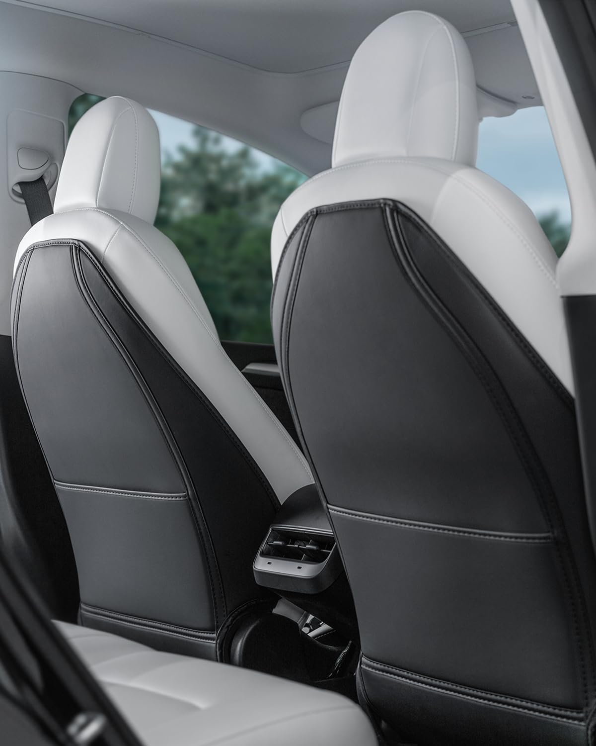 Leather Car Seat Back Protector for Tesla Models Y, 3, S & X, Includes 2025 Model Y & 2024-2025 Model 3 Highland, Durable Kick Mats with Storage Pocket, Set of 2