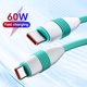 thumbnail image 2 of Cable USB tipo C dual de 60 W, cable de carga rápida USB tipo C a tipo C para iPhone 15, 16, Samsung y Xiaomi., 2 of 5