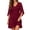 Wine, variant on Zorvyno Women Solid Color Mini Cocktail Dress V-Neck Ruffle Half Sleeve Casual Party Dress for Wedding Guests