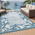thumbnail image 3 of Outdoor Rug 6x9 ft Reversible Patio Rug Mat Outdoor Carpet Waterproof Camping Rugs Plastic Straw Rugs-Patio RV Camper Balcony Backyard Picnic Deck Pool Beach Mat Coconut Palm Leaf Rugs Blue & White, 3 of 7