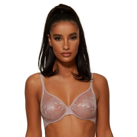 GOSSARD Mink Glossies Lace Sheer Bra, US 36F, UK 36E, NWOT