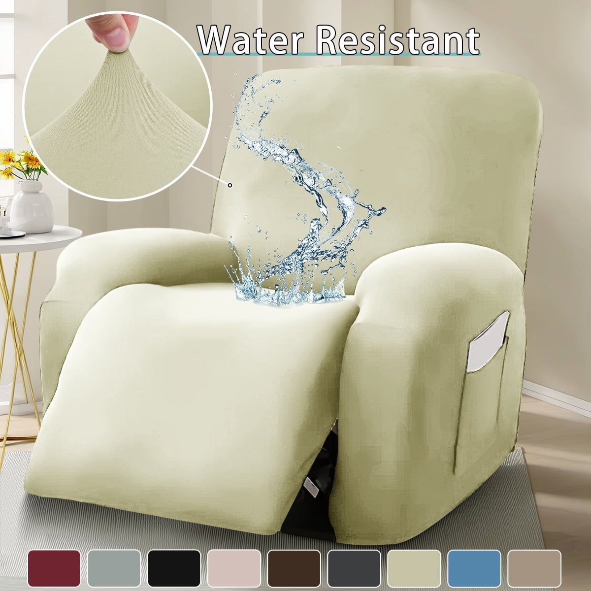 Solennerer Waterproof Recliner Loveseat Cover,Stretch Reclining Sofa Covers with Pockets,Washable Lazy Boy Recliner Slipcovers,Leakproof Couch Protector for Kids, Pets, Dog and Cat