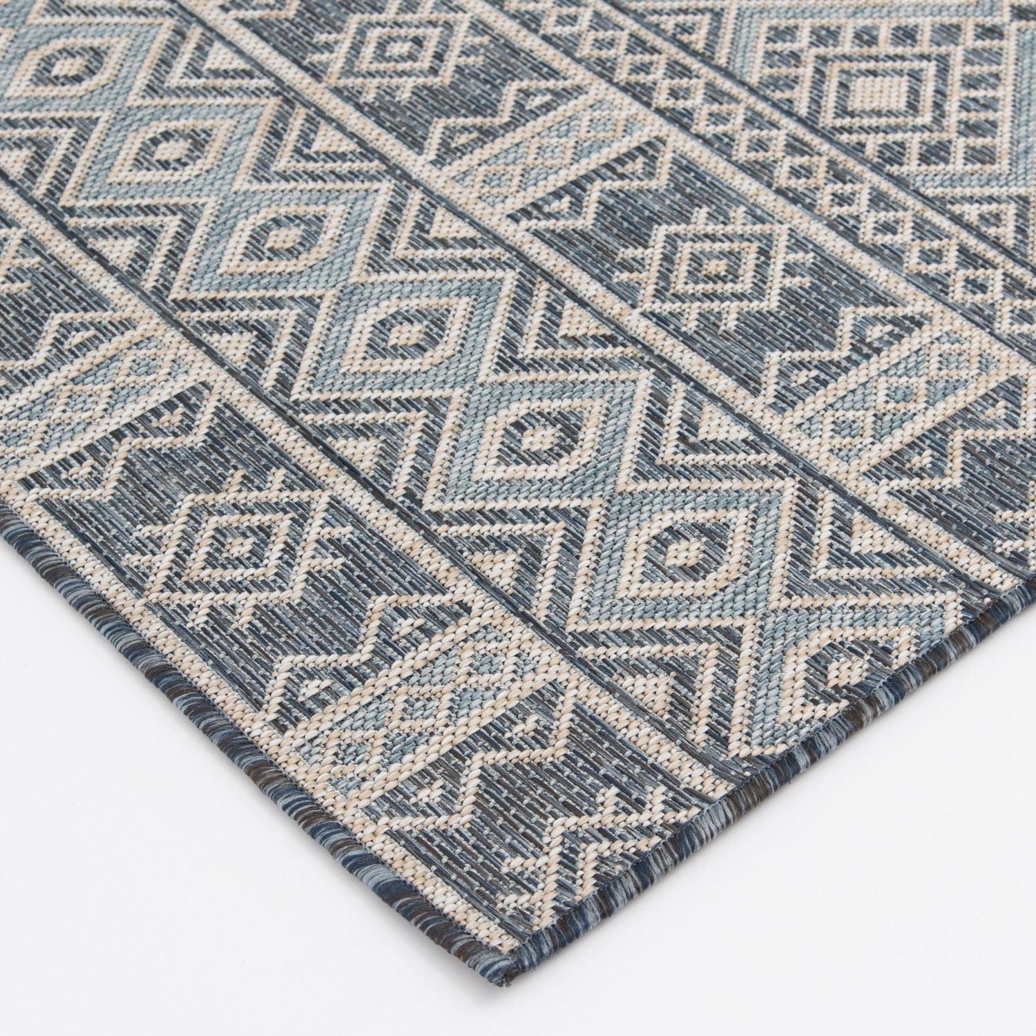 Hayweld Lagoon Blue and Beige Woven Indoor/Outdoor 5'x7' Area Rug