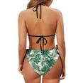 thumbnail image 6 of Chririnla Tropical Palm Leaf Halter Triangle Bikini Set Sexy Tie Side Two Piece Swimsuit for Beach Vacation Pool Party Quick Dry & Figure Hugging, 6 of 9