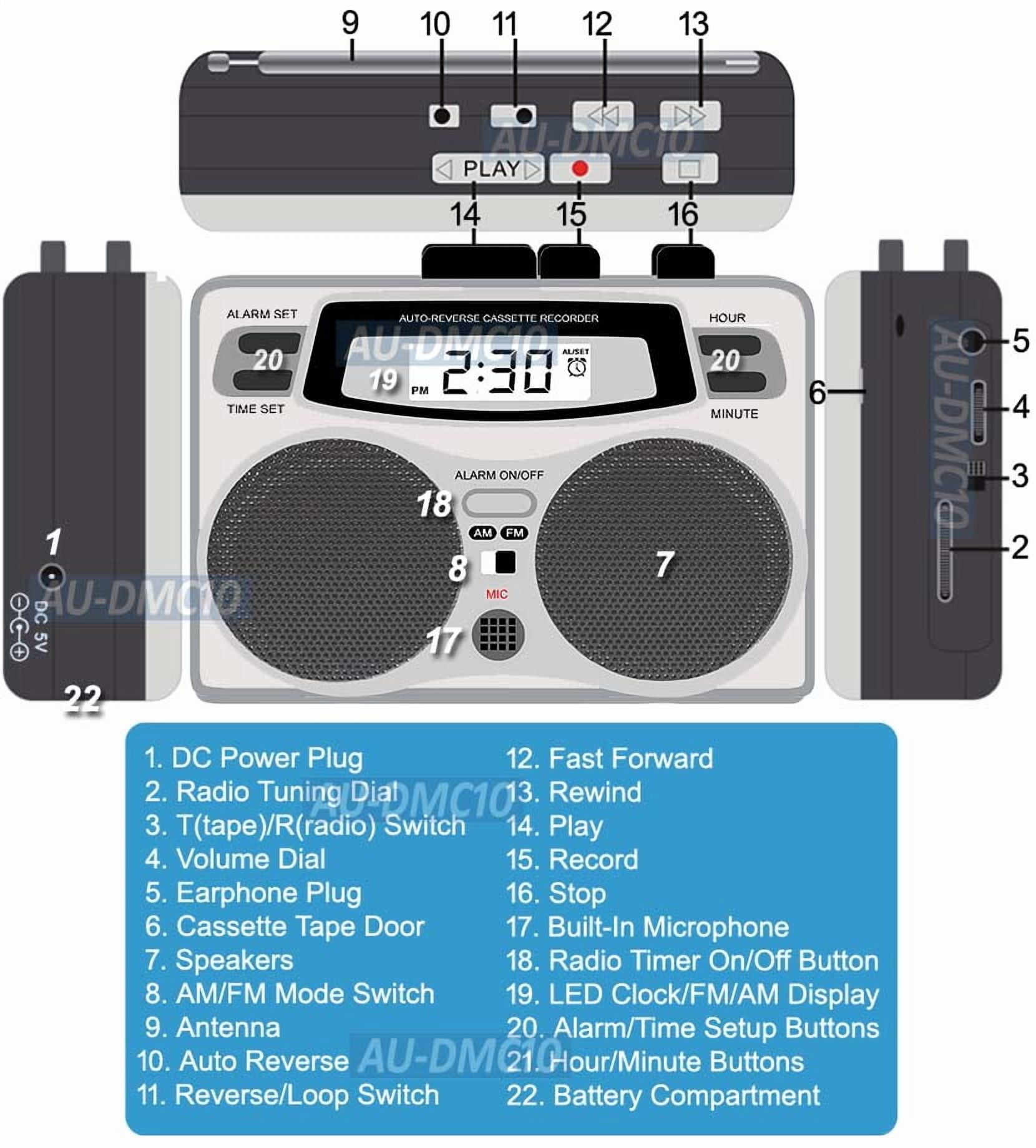 Allaboutadapters AU-DMC10 All-in-1 Walkman Battery, Powered Portable, Radio, Black