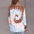 thumbnail image 6 of Dyfzdhu Long Sleeve T Shirts for Women Tie-dye O-neck Gradient Contrast Color Top Pullover Sweatshirt Brown, 6 of 8