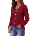thumbnail image 4 of Fantaslook Tops for Women V Neck Long Sleeve Blouses Eyelet Casual Fall Shirts Trendy, 4 of 9