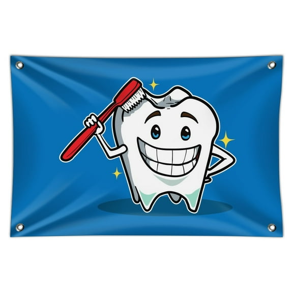 Happy Tooth Toothbrush Dentist Home Business Office Sign