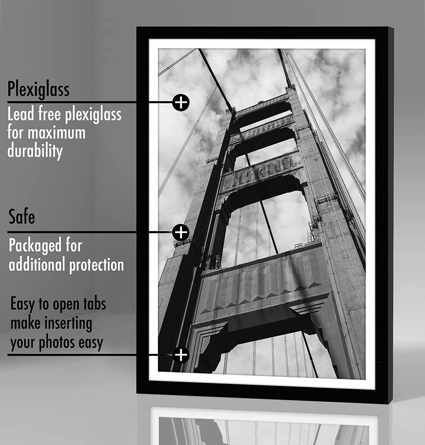 Americanflat 12x18 Picture Frame in Black with 11x17 Mat - Set of 2 Frames - Displays 11x17 " Photos With Mat and 12x18 Without Mat