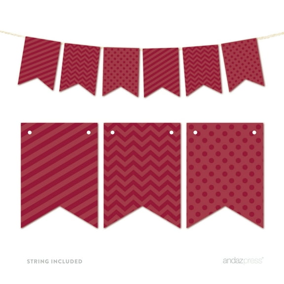 Burgundy Hanging Pennant Banner Party Garland Decor