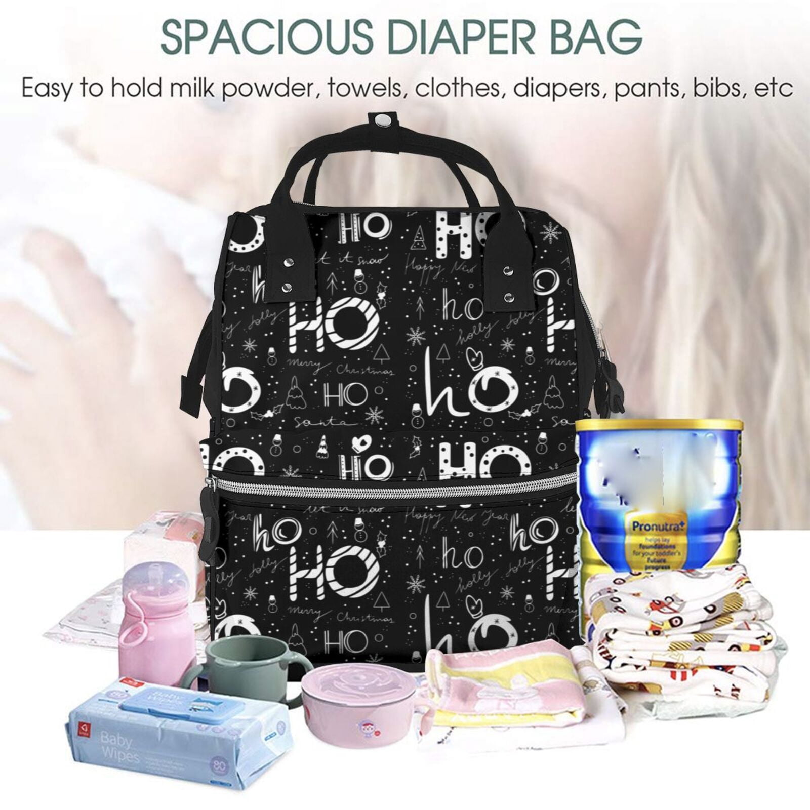 Ratiio Ho-Ho-Ho 2 Mummy Backpack - Waterproof Twill Canvas, Large Capacity Diaper Bag with Multiple Pockets and Adjustable Straps