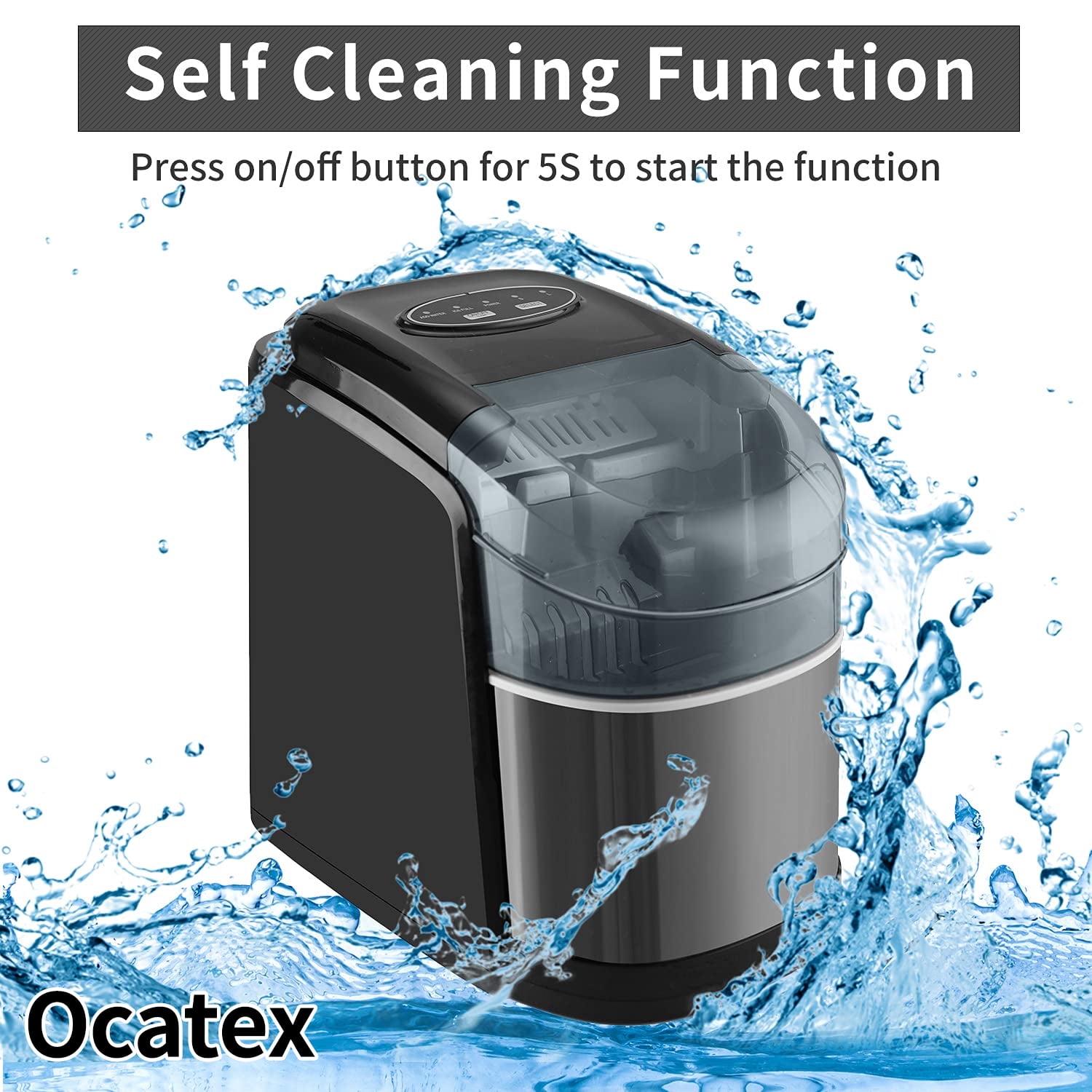 Ocatex Countertop Ice Makers Machine - 26LBS/24H Ice Cube Maker Portable Self Cleaning Ice Machine (Classic Black)