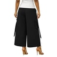 thumbnail image 4 of Karymi Workout Shorts Women Elastic High Waist Cargo Capri Pants, Wide Leg Cropped Trousers with Ribbon Detail and Pockets, Casual Solid Culotte Pants Women's Pants, 4 of 7