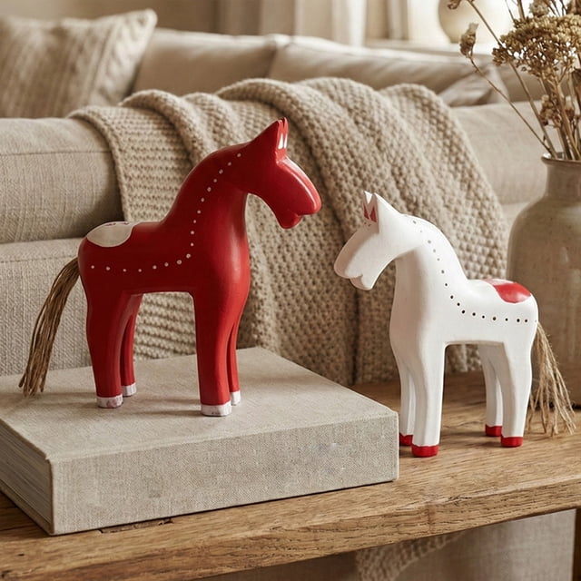 Adornos Finos Caballo balancín de madera rojo con cuerda de cáñamo (1 unidad) JASKFLY