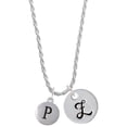 thumbnail image 1 of Delight Jewelry Silvertone Capital Letter - P - Pebble Disc - Silvertone Script Initial Disc - Z - Charm Necklace, 20"+3", 1 of 4