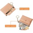 thumbnail image 3 of Ladies Leather Zipper Coin Purse Zipper Pu Coin Purse With Key Chain (black), 3 of 5