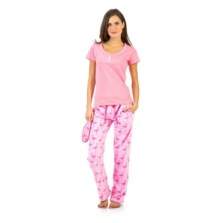 

Ashford & Brooks Women s Short Sleeve Cotton Top Fleece Pants Pajama Set