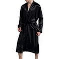 thumbnail image 4 of Naturalour Men's Imitation Silk Bathrobe Classic Long Pocket Home Service Bathrobe, 4 of 5