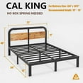 California King Bed Frame 14 Inch Rustic Wood Headboard, Heavy Duty